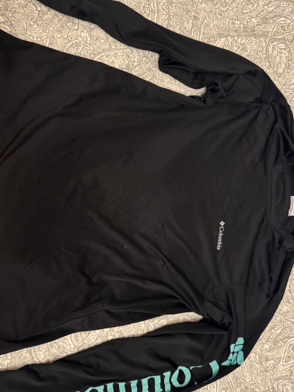 Columbia Black Long Sleeve Shirt with Blue Logo Accent